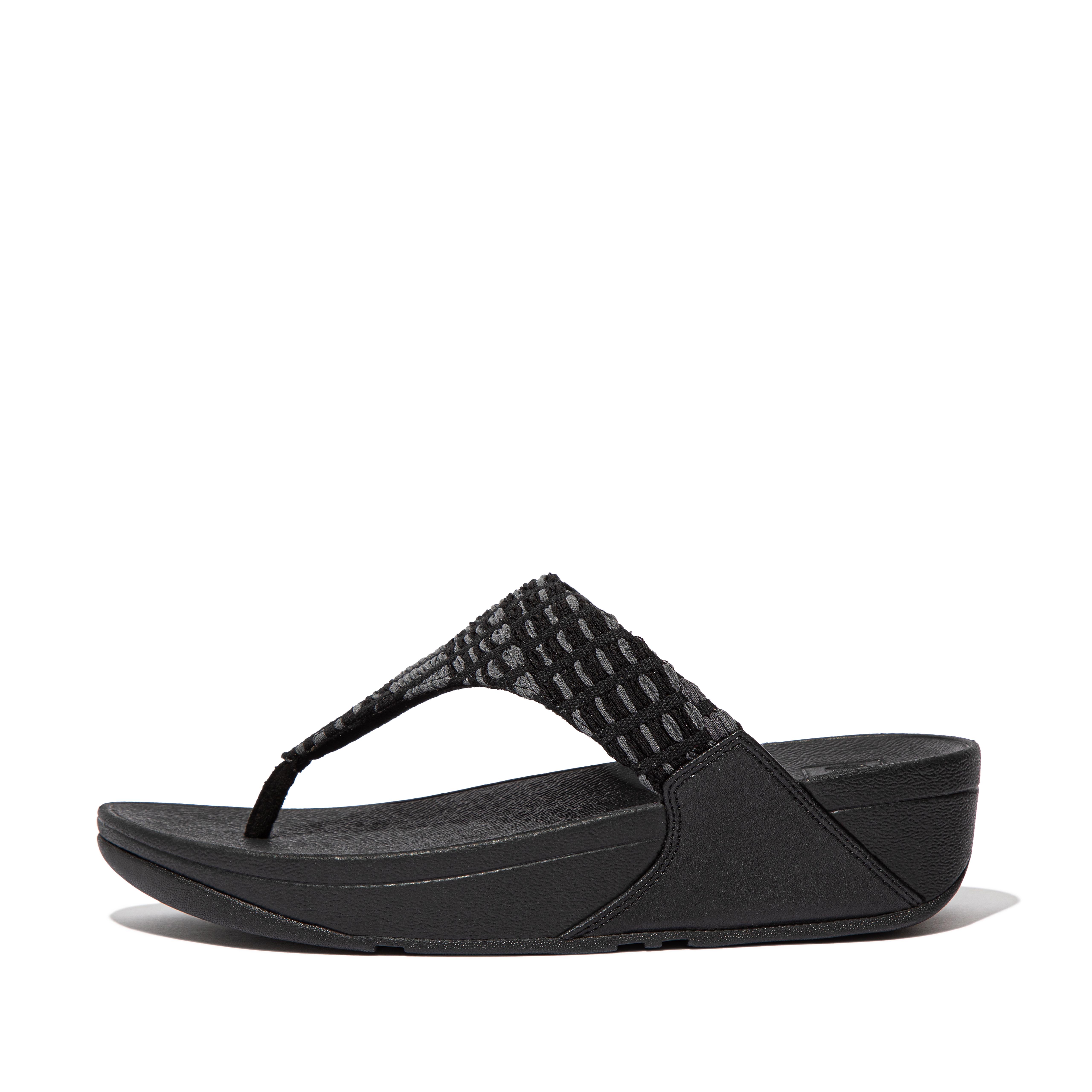 Fitflop Kunst-denim Sandaler Med Tåstolper Helt Svart