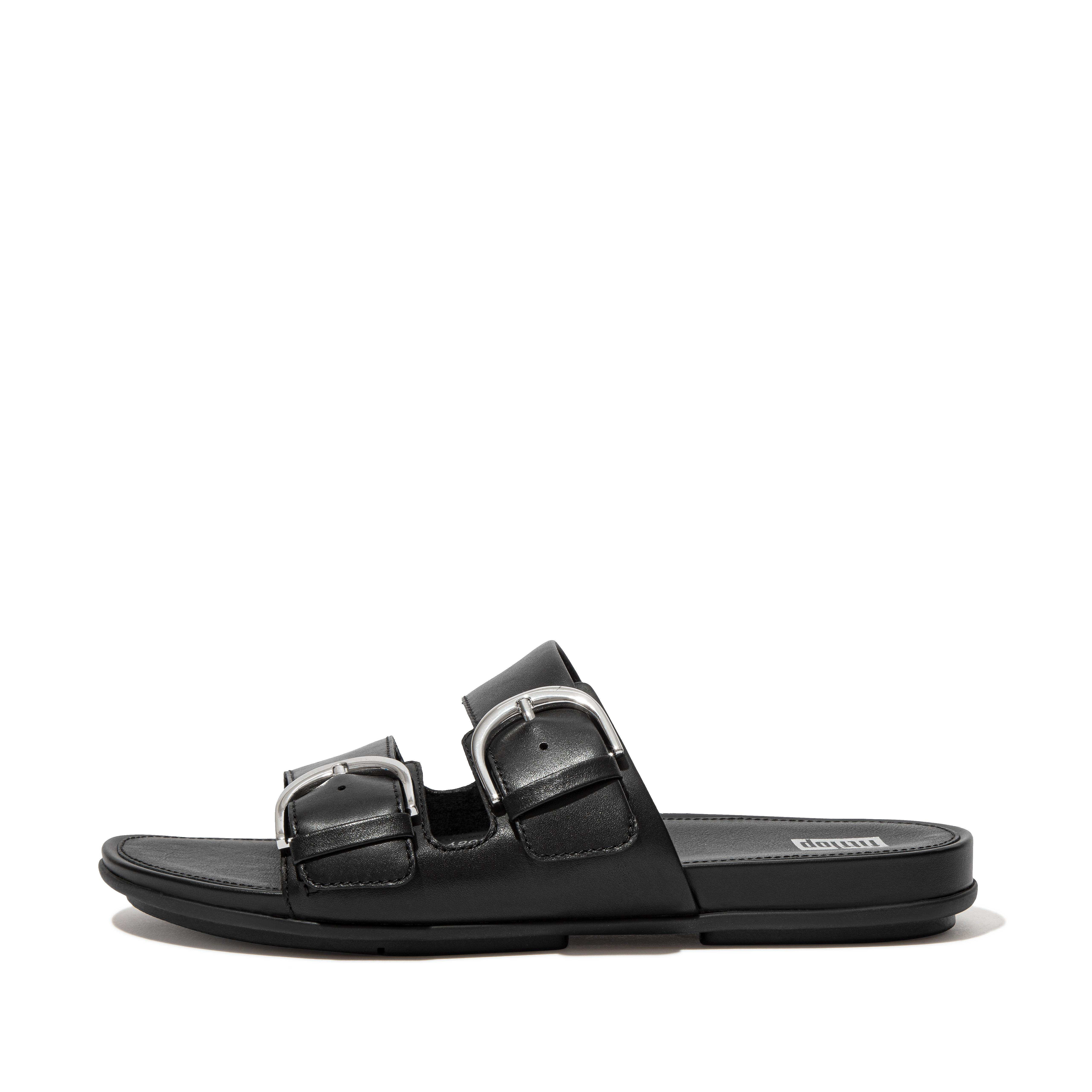 Fitflop Spenne Skinn Lysbilder Helt Svart