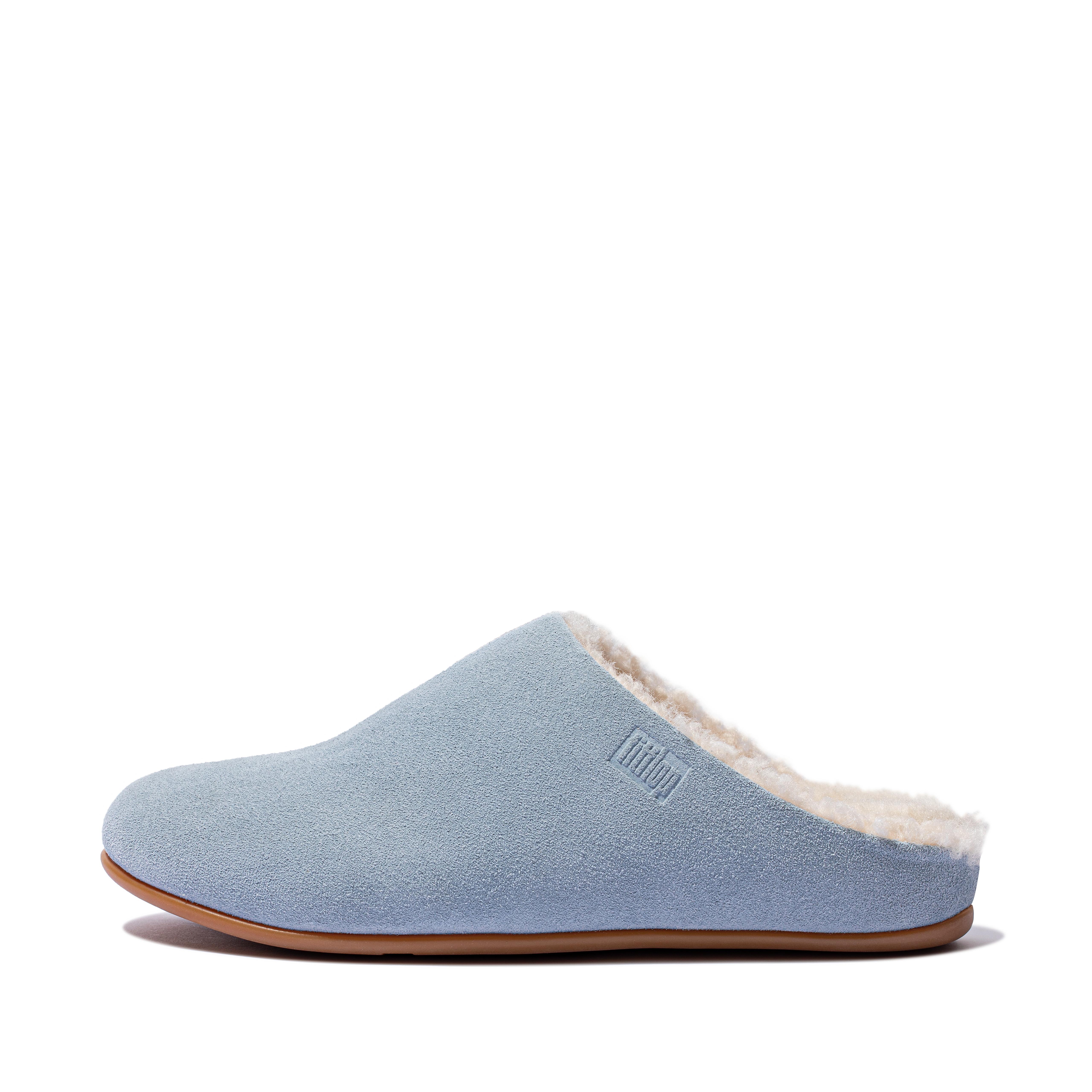 Fitflop Curly-shearling Semsket Tøfler Lyseblå