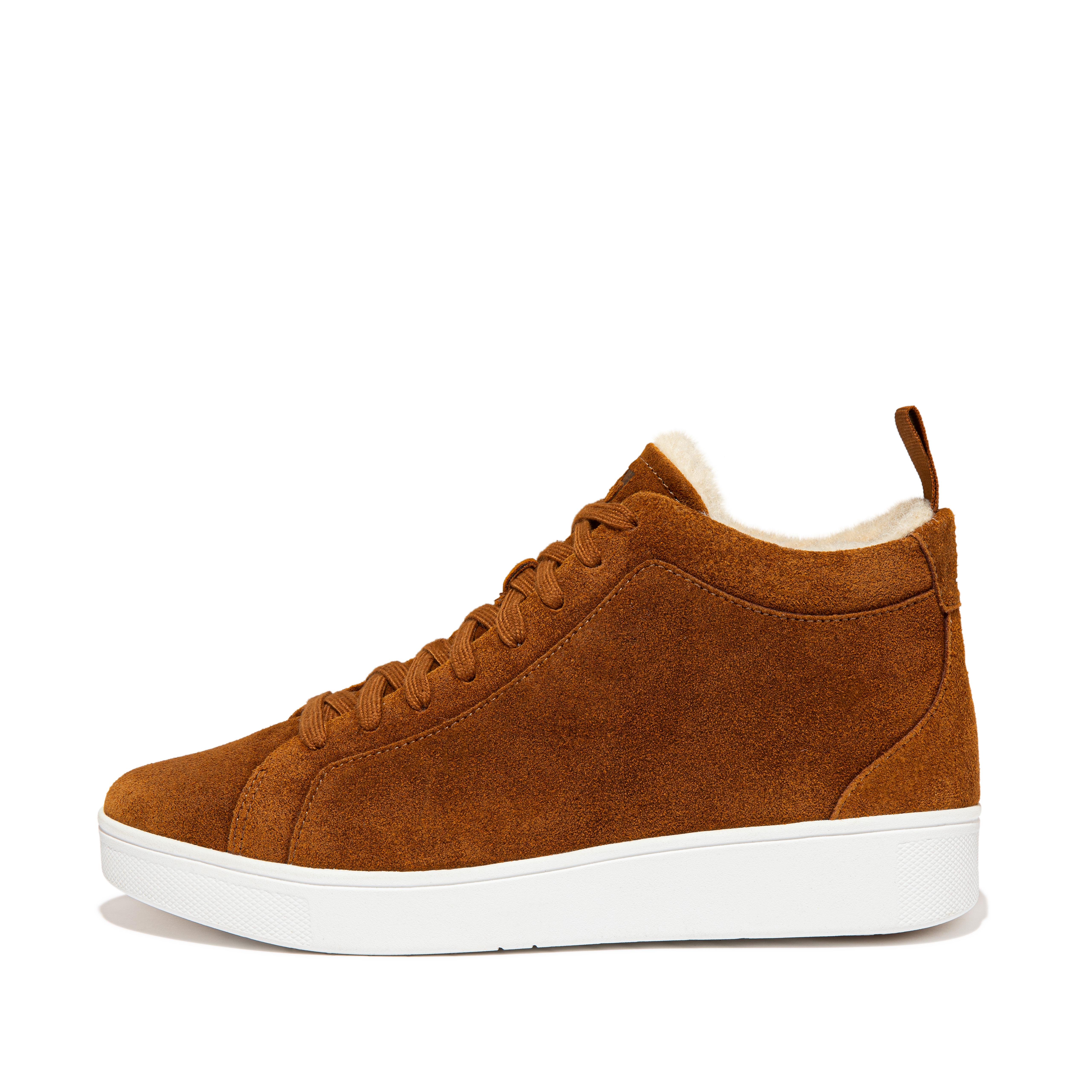 Fitflop Imitert Pelsfôret Semsket High-top Joggesko Lett Brun