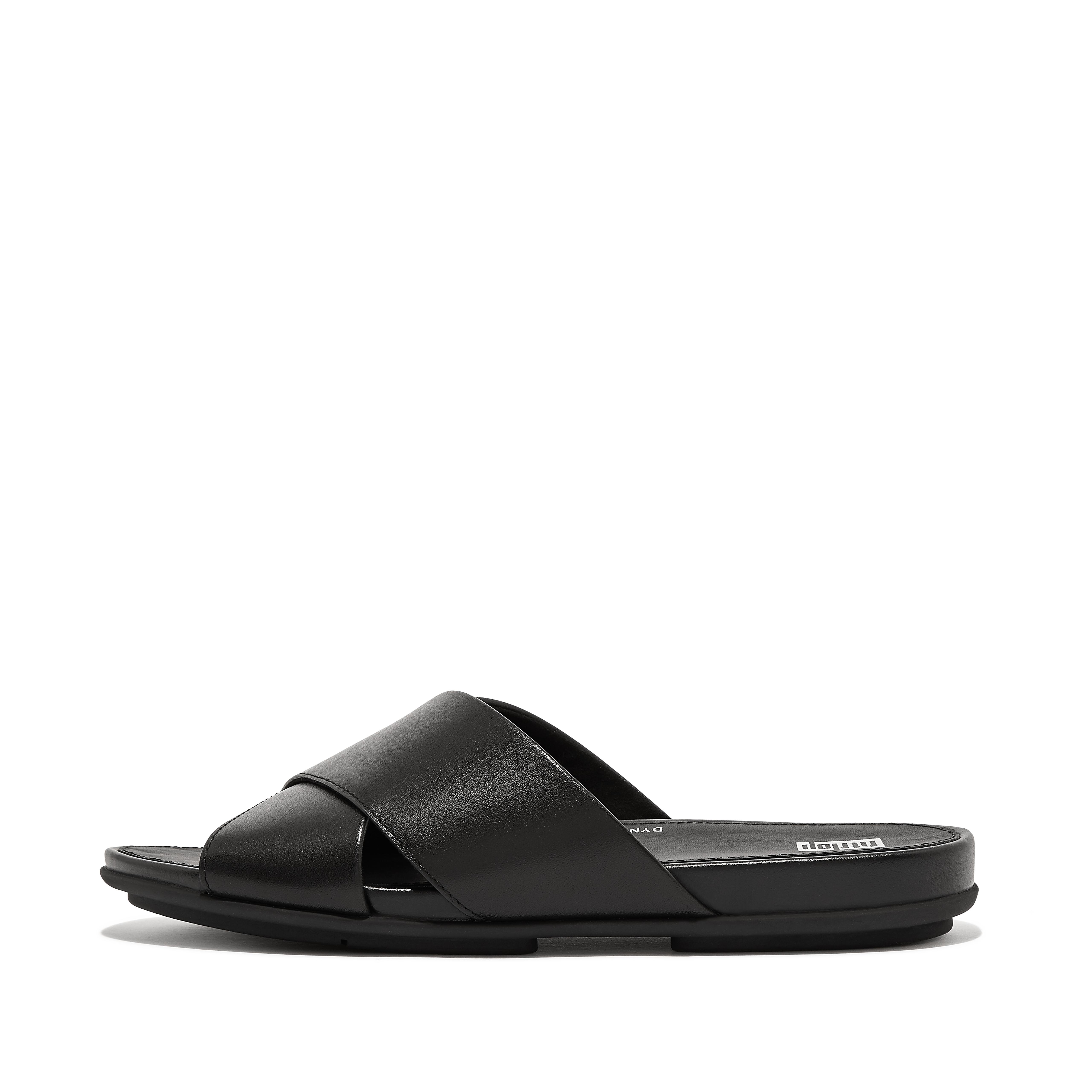 Fitflop Skinn Cross Slides Helt Svart