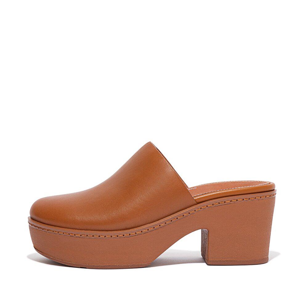 Fitflop Skinn Mule Plattformer Lys Brun