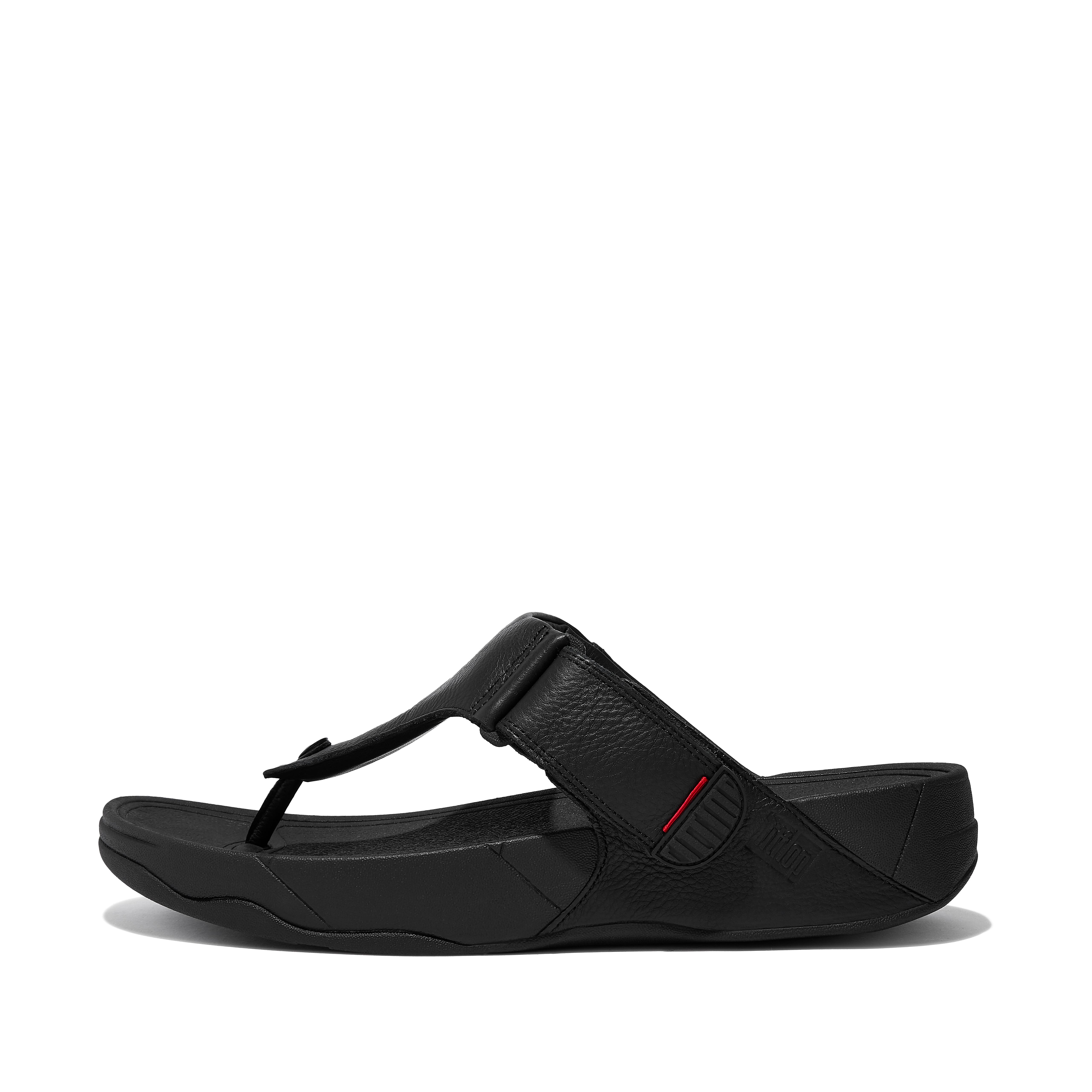 Fitflop Sandaler I Skinn Med Tåstolper, Helt Svarte