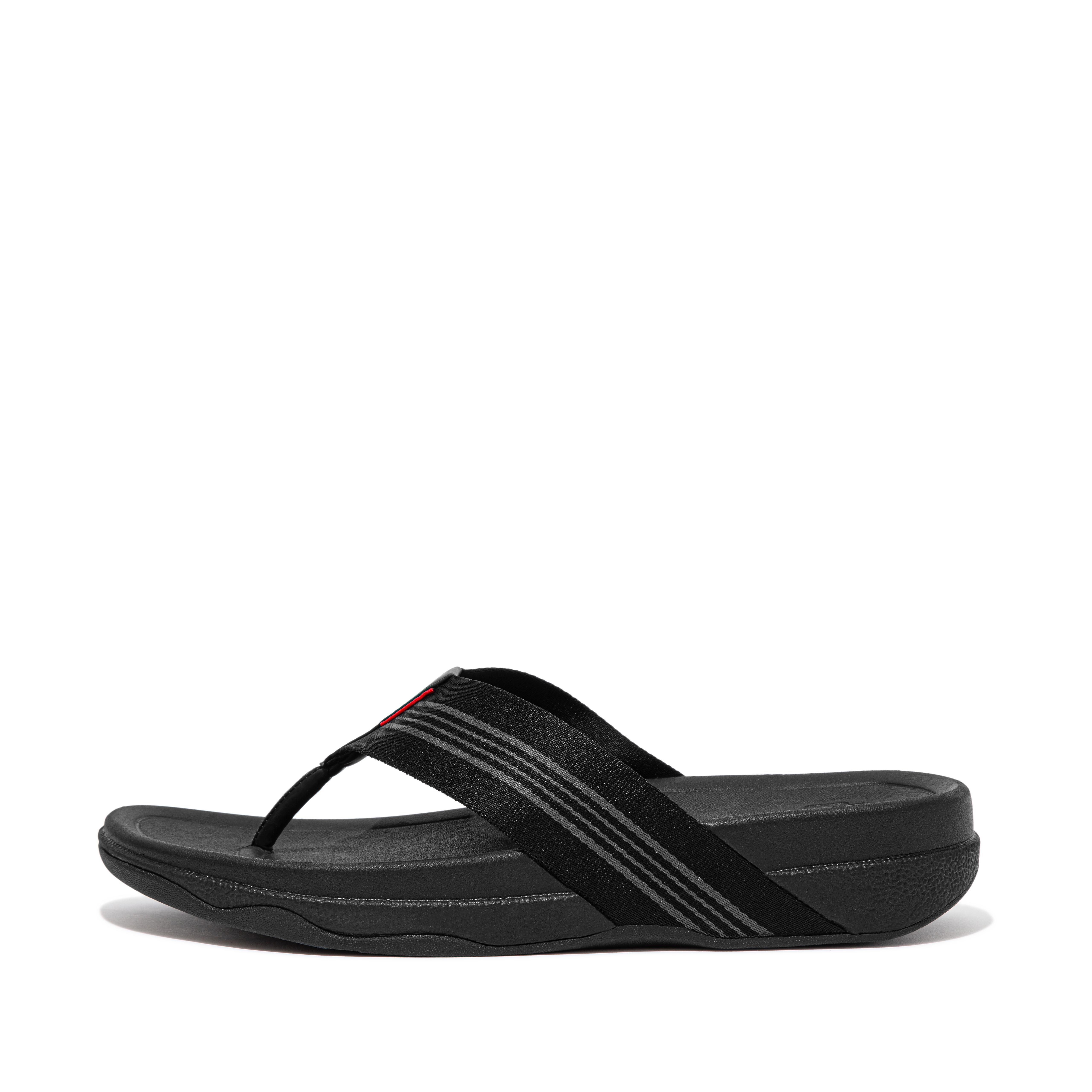 Fitflop Herre Stripe Webbing Tå-post Sandaler Helt Svart