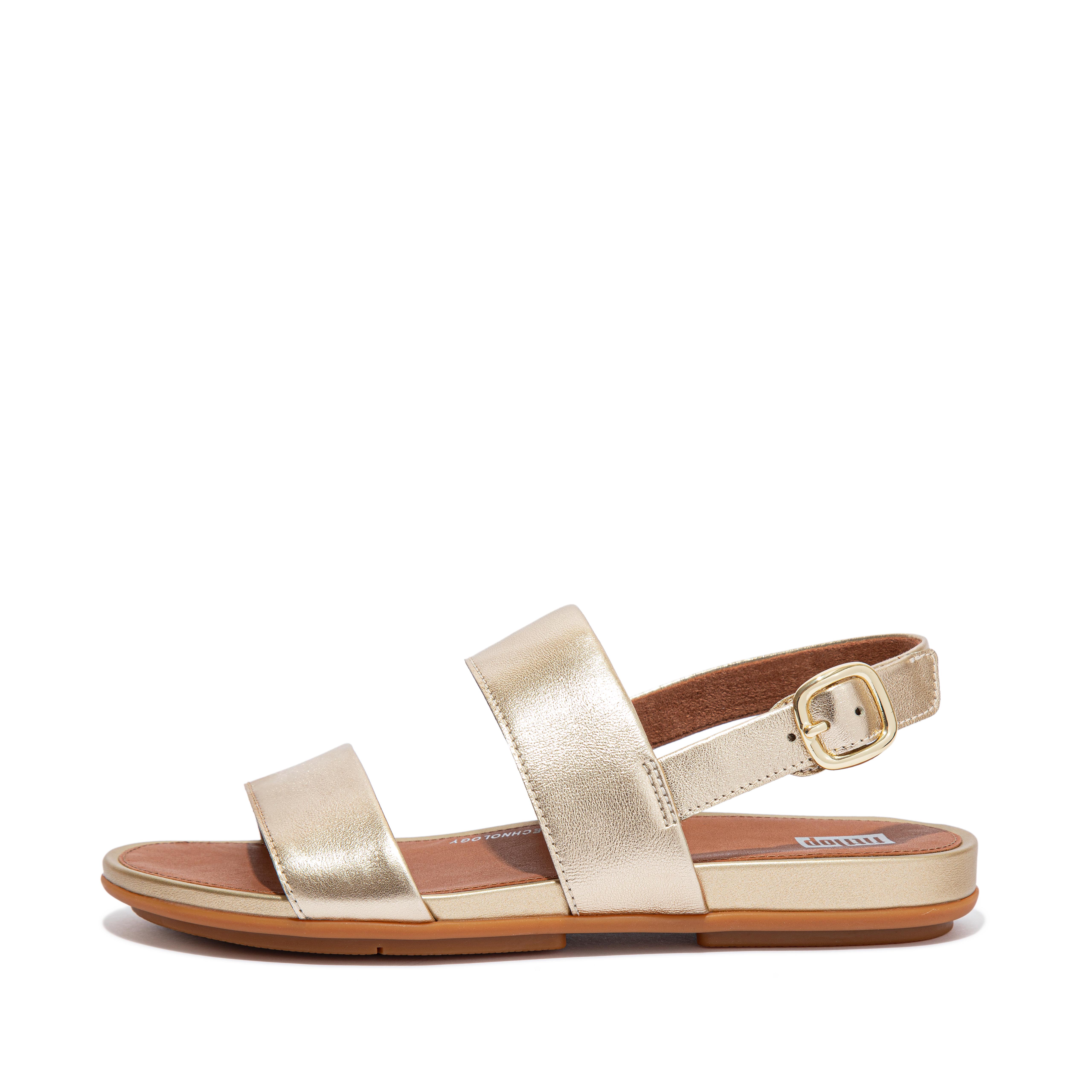 Fitflop Metallisk Skinn Bakreim Sandaler Platino