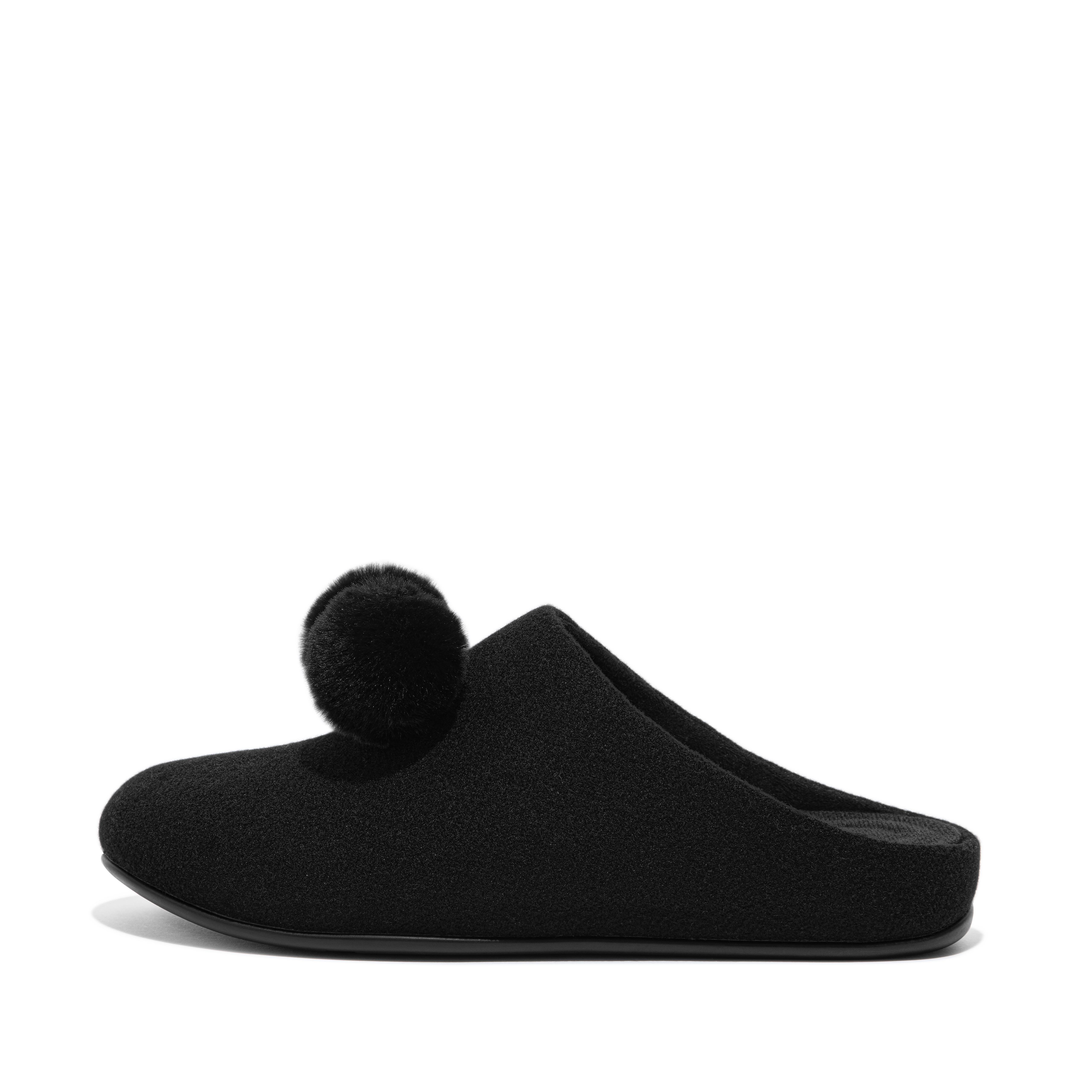 Fitflop Pom-pom Filt Tøfler Helt Svarte