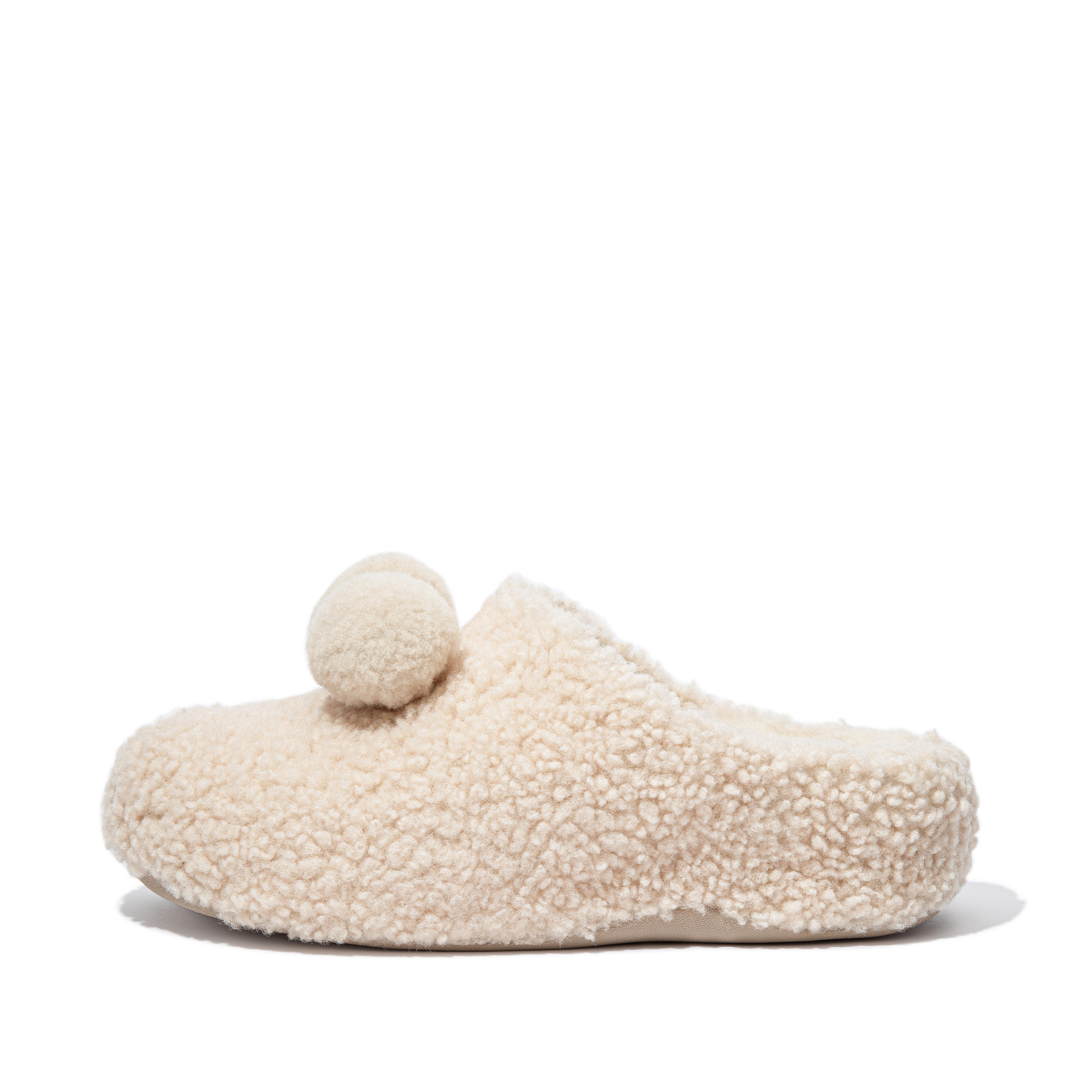 Fitflop Pom-pom Shearling Tresko Tøfler Elfenben