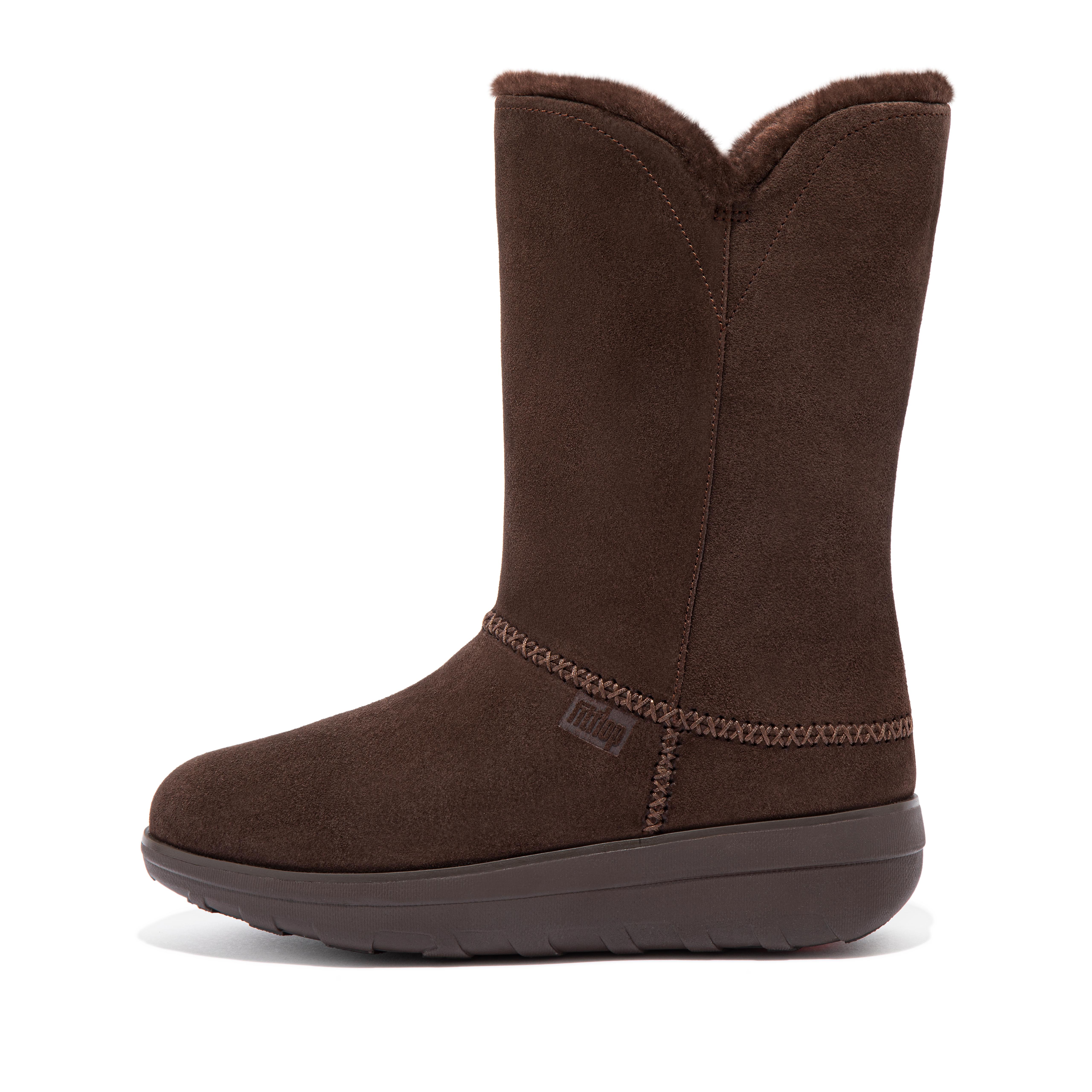 Fitflop Shearling-fôret Semsket Kalvstøvler Brun Blanding
