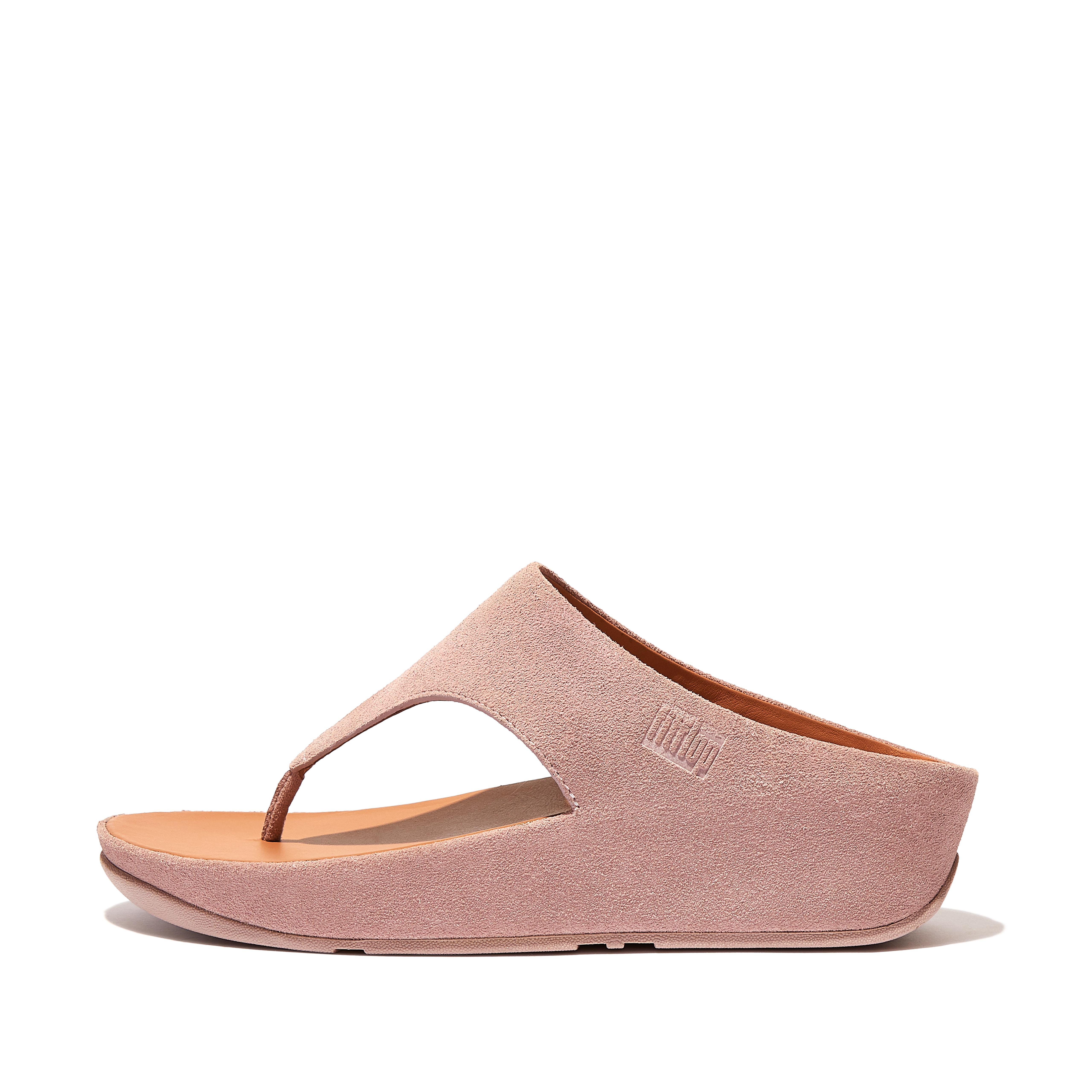 Fitflop Semsket Sandaler Med Tåstolper Rosa Himmel